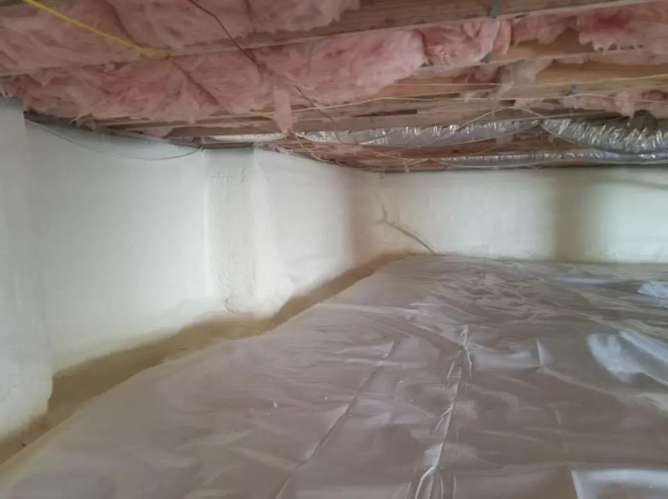 Crawl space encapsulation with closed-cell spray foam for Roof Leak Repair in Conover